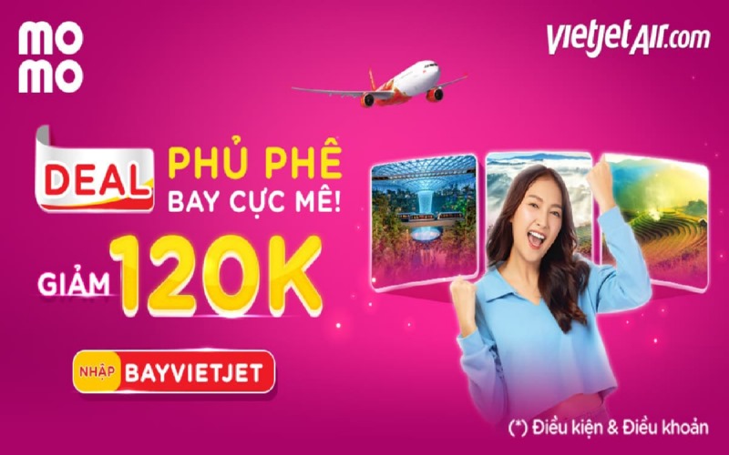 Đặt vé máy bay Vietjet qua Momo với nhiều ưu đãi hấp dẫn.