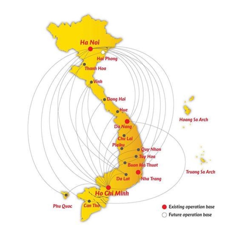 Tuyến bay nội địa của hãng Vietjet