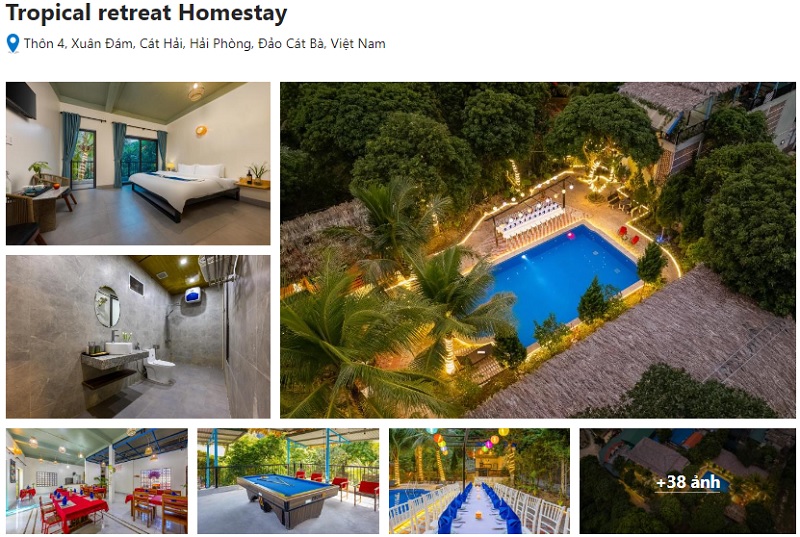 Tropical Retreat là Homestay Cát Bà được nhiều du khách đánh giá cao.